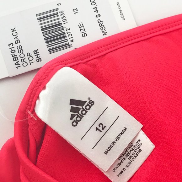 ADIDAS Three Stripe Shock Red Bikini Top👙Sz 12 - Picture 10 of 11